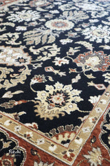 Indian Wool Machine-made Rug | Black