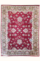 Indian Wool Machine-made Rug | Red